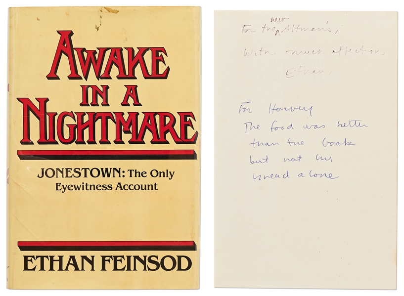 Jonestown Massacre Signed Book by Ethan Feinsod, the Only Eyewitness -- 222pp. Hardcover with Dust Jacket -- Very Good