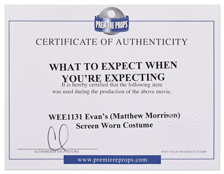 Actor Matthew Morrison Screen-Worn Shirt From the 2012 Romantic Comedy ''What to Expect When You're Expecting''