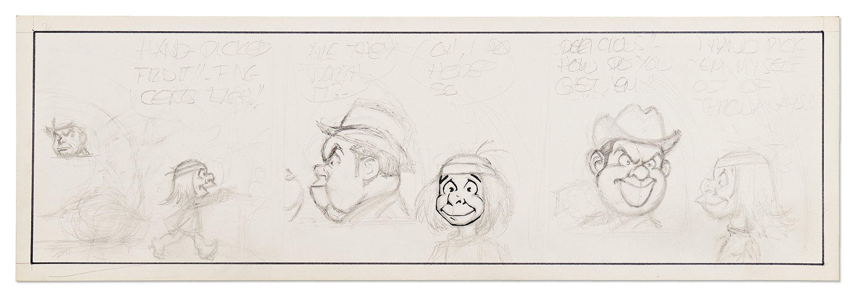 Al Capp Draft Comic Strip Artwork