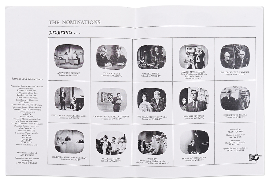 Program From the 1963 Emmy Awards Ceremony