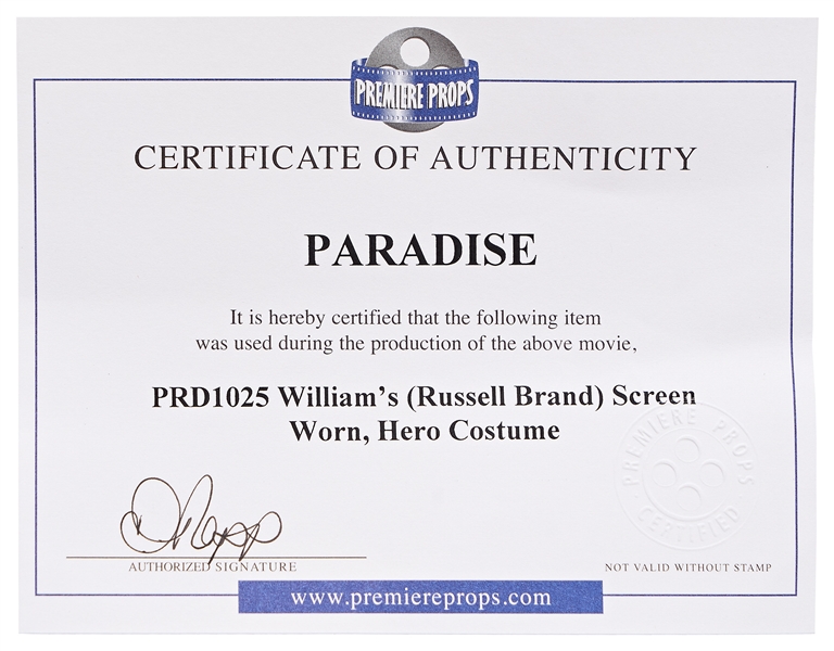 Russell Brand Screen-Worn Hero Costume From His Film ''Paradise''