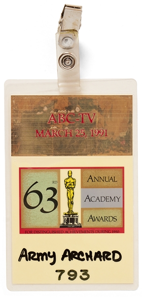 63rd Academy Awards TV Pass -- Belonged to Army Archerd, Columnist for Variety