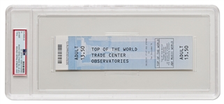 World Trade Center Ticket from 23 August 2001, Only 3 Weeks Before the 9/11 Attacks -- Graded Perfect 10 by PSA/DNA