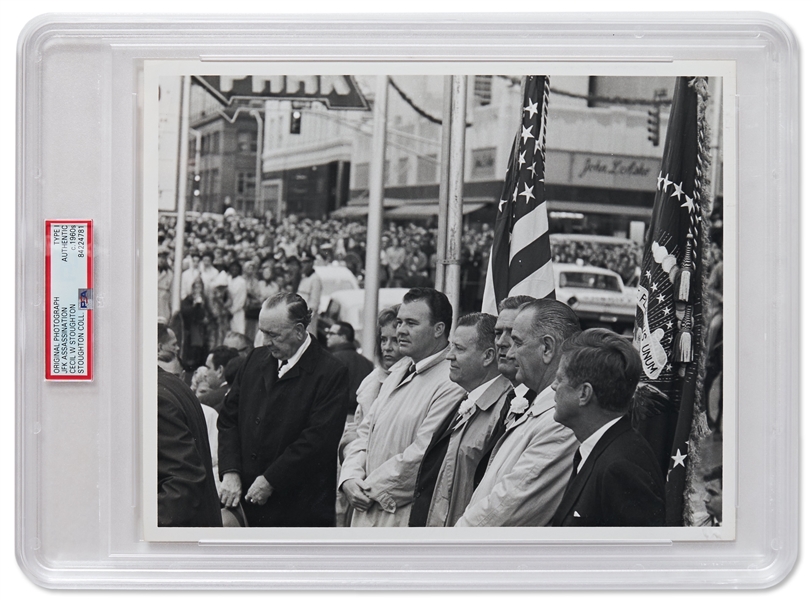 Original 10'' x 8'' Photo of John F. Kennedy Taken by Cecil W. Stoughton the Morning of the Assassination -- Encapsulated & Authenticated by PSA as Type I Photograph