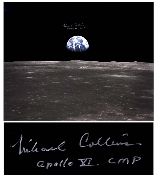 Michael Collins Signed 20'' x 16'' Photo of the Earth From Space