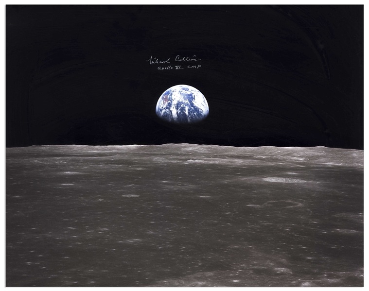 Michael Collins Signed 20'' x 16'' Photo of the Earth From Space