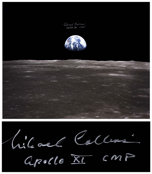 Michael Collins Signed 20'' x 16'' Photo of the Earth From Space