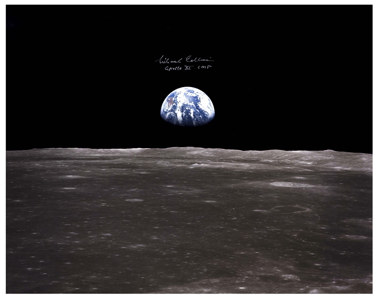 Michael Collins Signed 20'' x 16'' Photo of the Earth From Space