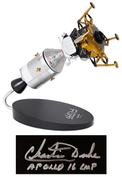 Charlie Duke Signed Apollo Command and Lunar Module Model