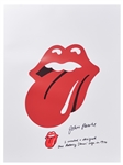 John Pasche Hand-Drawn and Signed Tongue and Lips Artwork on a Rolling Stones Lithograph Poster