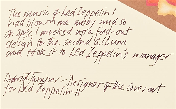 David Juniper Signed ''Led Zeppelin II'' Album -- ''...on spec, I mocked up a fold-out design for the second album and took it to Led Zeppelin's manager...''