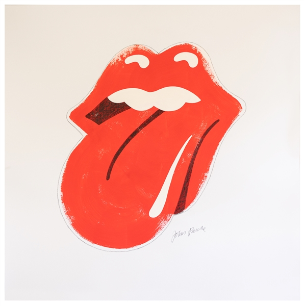 The Rolling Stones' ''Tongue and Lips'' Original Artwork by Logo Creator John Pasche -- Large Piece Measures 31.5'' Square