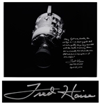 Fred Haise Signed 20 x 16 Photo of Apollo 13s Damaged Service Module -- ...And we had a pretty large bang...