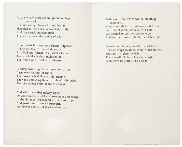 First Edition of Sylvia Plath's Poem ''A Winter Ship'' -- One of Only 60 Copies Extant, Personally Owned by Sylvia Plath