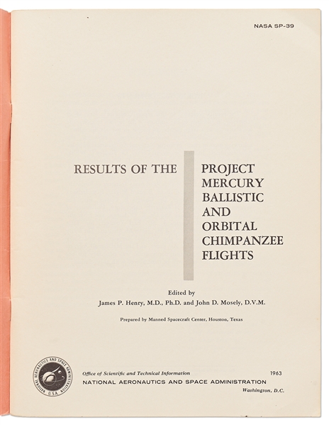 NASA Report from 1963 on the Results of the Mercury Flights of Chimpanzees