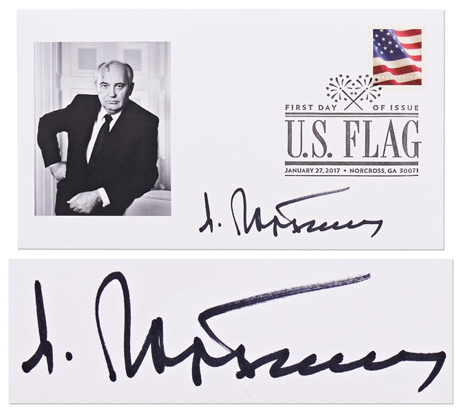 Mikhail Gorbachev Signed First Day Cover for the U.S. Flag Stamp -- With PSA/DNA COA