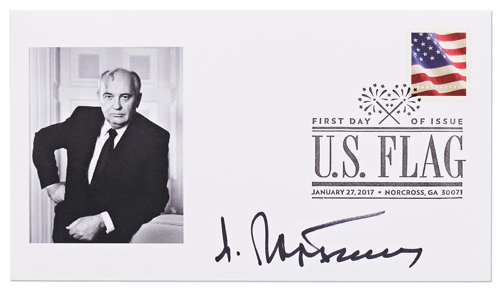 Mikhail Gorbachev Signed First Day Cover for the U.S. Flag Stamp -- With PSA/DNA COA