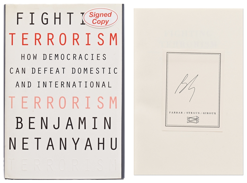 Benjamin Netanyahu Signed First Edition of ''Fighting Terrorism''