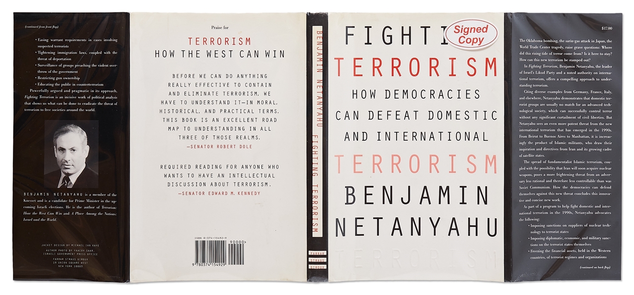 Benjamin Netanyahu Signed First Edition of ''Fighting Terrorism''