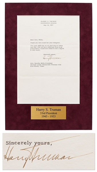 Harry Truman Letter Signed -- With PSA/DNA COA