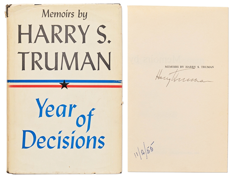 Harry Truman Signed ''Year of Decisions'', Volume I of His Memoirs