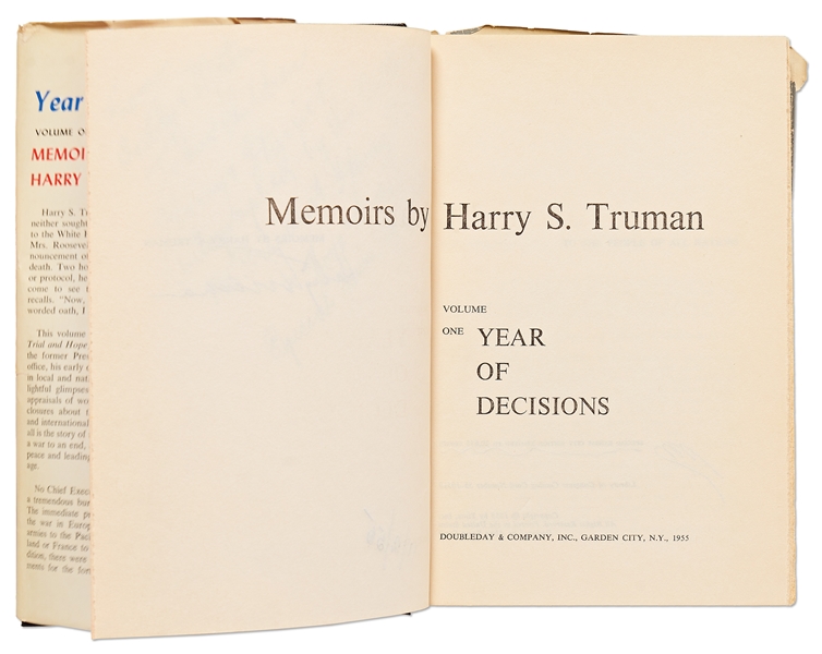 Harry Truman Signed ''Year of Decisions'', Volume I of His Memoirs