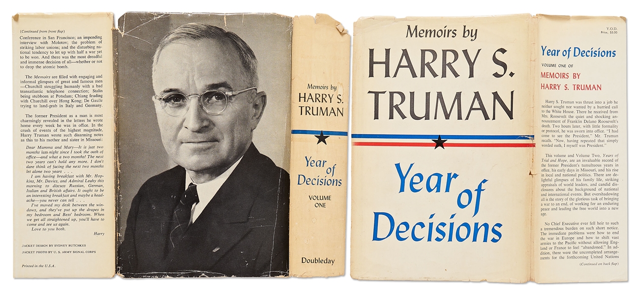 Harry Truman Signed ''Year of Decisions'', Volume I of His Memoirs