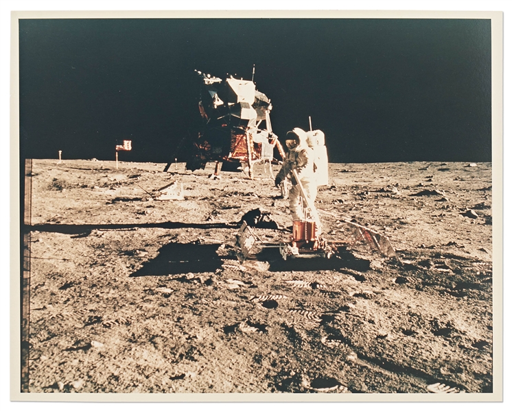 Apollo 11 Photo Showing Buzz Aldrin Setting Up an ALSEP Experiment -- On ''A Kodak Paper''