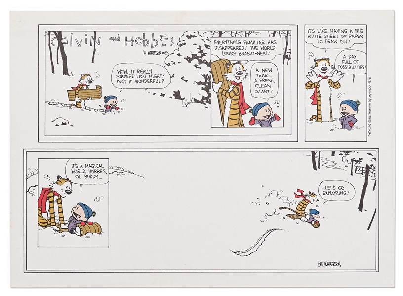 Final ''Calvin & Hobbes'' 1995 Color Proof Signed by Creator Bill Watterson -- With PSA/DNA Hologram