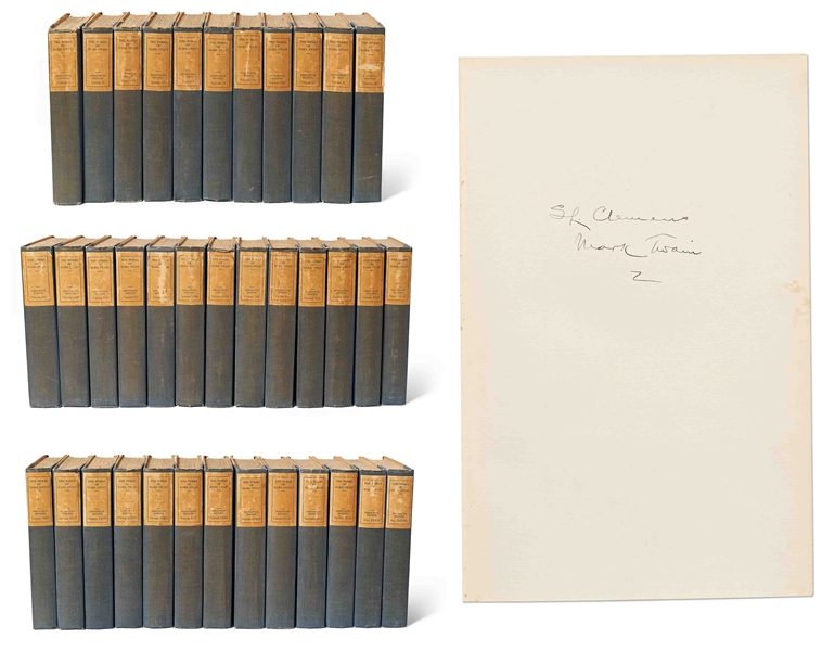 Mark Twain Signed Limited Edition Set of ''The Works of Mark Twain'' -- Dual-Signed ''SL Clemens / Mark Twain'' -- Rare, Complete Set in 37 Volumes