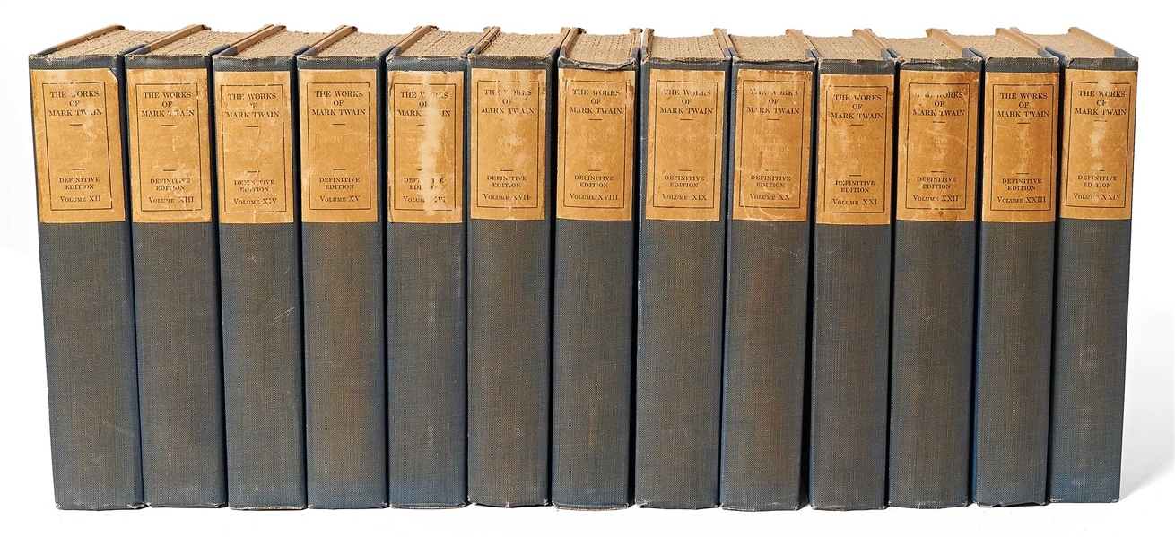 Mark Twain Signed Limited Edition Set of ''The Works of Mark Twain'' -- Dual-Signed ''SL Clemens / Mark Twain'' -- Rare, Complete Set in 37 Volumes