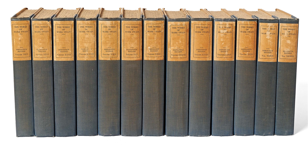 Mark Twain Signed Limited Edition Set of ''The Works of Mark Twain'' -- Dual-Signed ''SL Clemens / Mark Twain'' -- Rare, Complete Set in 37 Volumes