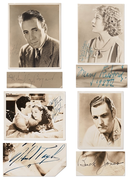 Lot of Four Signed Photos: Humphrey Bogart, Mary Pickford, Robert Taylor & Buck Jones