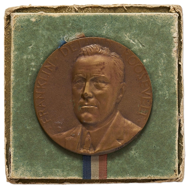 Franklin D. Roosevelt Bronze Medal by Sculptor John Paulding