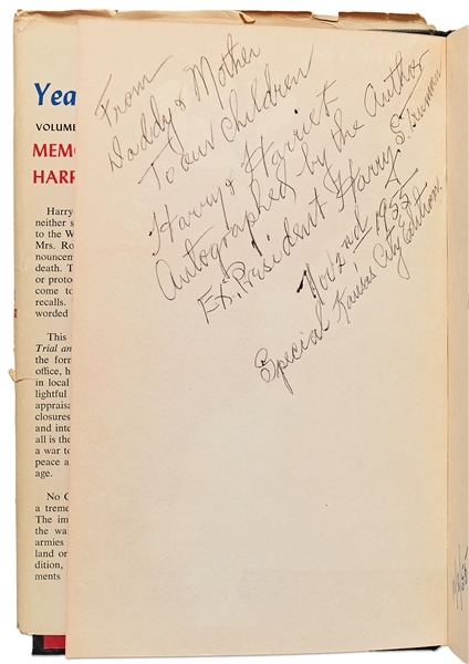 Harry Truman Signed ''Year of Decisions'', Volume I of His Memoirs