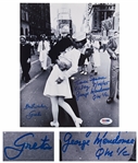 Photo of the Iconic Times Square Kiss to Celebrate the End of World War II, Signed by the Couple Greta Zimmer & George Mendonsa -- Photo Measures 8 x 10, With PSA/DNA COA