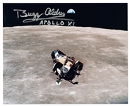 Buzz Aldrin Signed 10" x 8" Photo of the Apollo 11 Lunar Module Departing the Moon