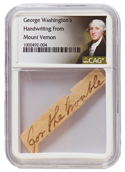 George Washington Handwriting -- Encapsulated by CAG