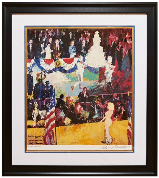 LeRoy Neiman Signed Lithograph of ''The President's Birthday Party'' -- Depicting Marilyn Monroe's Famous Serenade of ''Happy Birthday to You'' for JFK