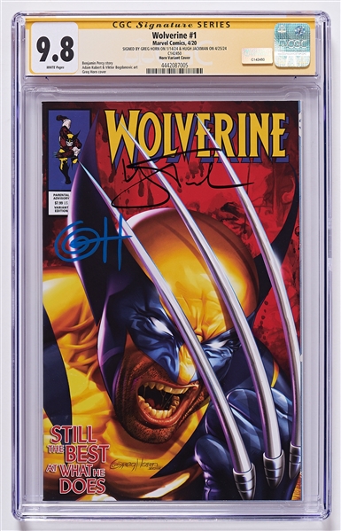 Hugh Jackman & Artist Greg Horn Signed ''Wolverine #1'' Comic Book -- Encapsulated & Graded 9.8 by CGC