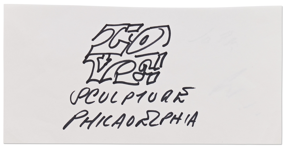 Robert Indiana Signed ''LOVE'' Sketch with Reference to the LOVE Sculpture in Philadelphia