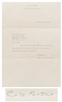 Letter Signed by Cole Porter -- ...you were married last week. This is a mere note to wish you both great happiness...