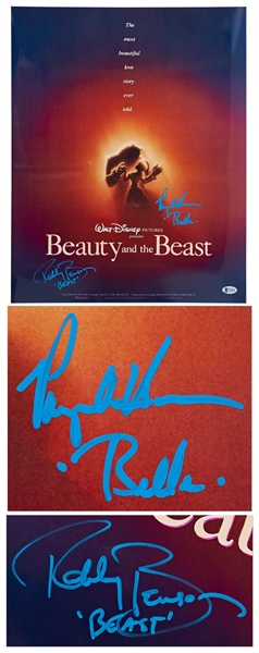 Large 16'' x 20'' ''Beauty and the Beast'' Poster Photo Signed by Paige O'Hara as Belle and Robby Benson as the Beast