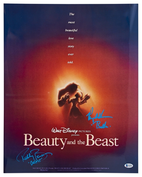 Large 16'' x 20'' ''Beauty and the Beast'' Poster Photo Signed by Paige O'Hara as Belle and Robby Benson as the Beast