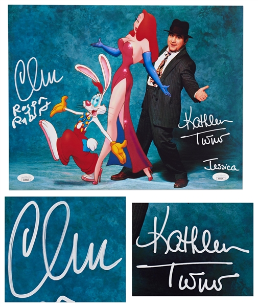 Kathleen Turner & Charles Fleischer Signed 11'' x 14'' Photo from ''Who Framed Roger Rabbit?'' -- With JSA COA