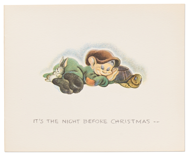 Walt Disney Studio Christmas Card from 1938 -- Charming Eight Page Booklet Retells ''A Visit from St. Nicholas'' with Mickey Mouse