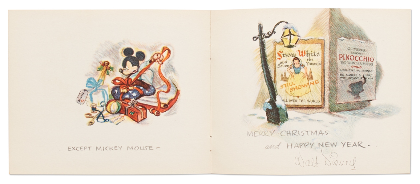 Walt Disney Studio Christmas Card from 1938 -- Charming Eight Page Booklet Retells ''A Visit from St. Nicholas'' with Mickey Mouse