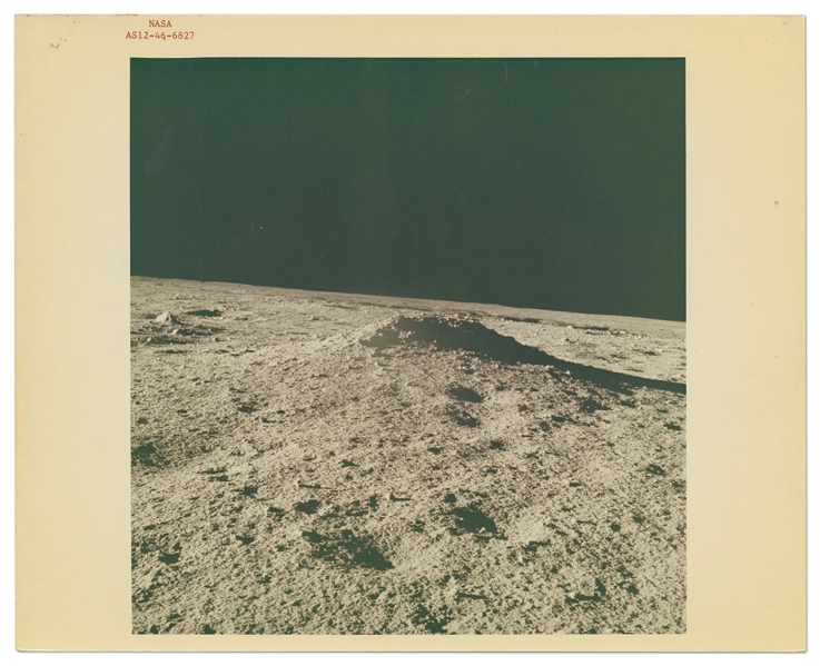 Apollo 12 Red Number NASA Photo of the Lunar Surface -- With ''A Kodak Paper'' Watermark on Verso