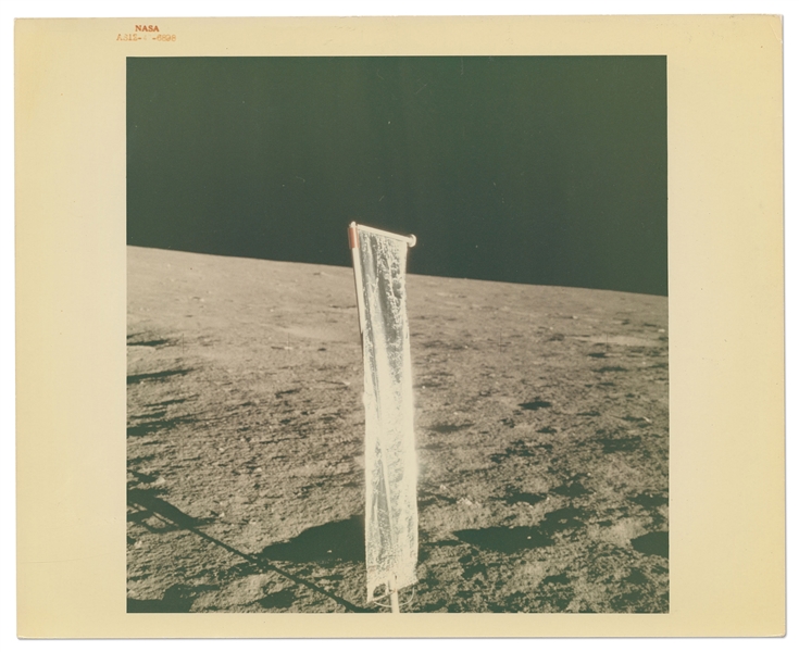 Apollo 12 Red Number NASA Photo Showing the Solar Wind Collector -- With ''A Kodak Paper'' Watermark on Verso