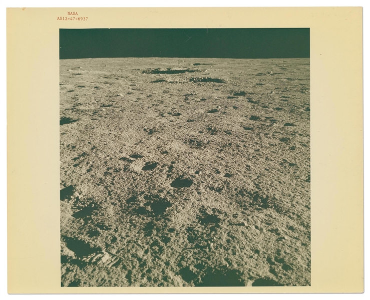 Apollo 12 Red Number NASA Photo Showing What Alan Bean Described as the Linear Patterns of the Lunar Soil -- With ''A Kodak Paper'' Watermark on Verso